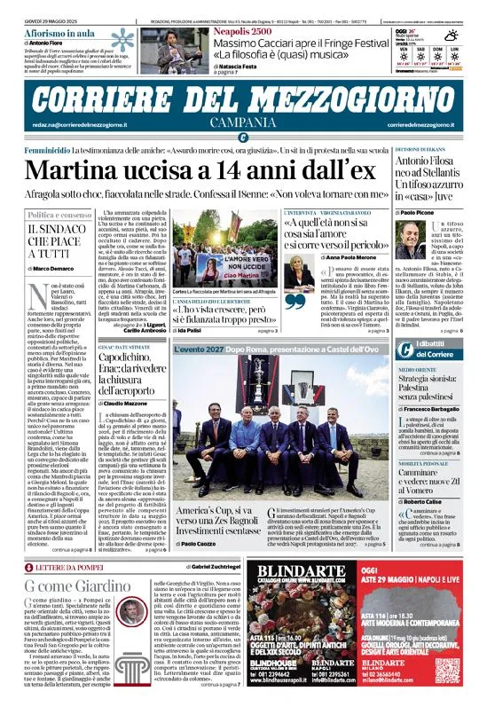 Prima-pagina-corriere del mezzogiorno-del-2025-05-29